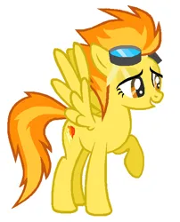 Size: 488x603 | Tagged: safe, artist:durpy, derpibooru import, spitfire, pegasus, pony, season 1, the best night ever, cute, cutefire, female, g4, goggles, goggles on head, image, lidded eyes, mare, ms paint, png, raised hoof, raised leg, solo, talking