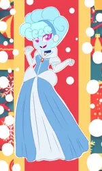 Size: 733x1222 | Tagged: safe, artist:qsky, derpibooru import, oc, oc:jemimasparkle, unofficial characters only, human, equestria girls, christmas, christmas background, clothes, dress, evening gloves, female, gloves, gown, holiday, humanized, image, long gloves, open mouth, open smile, png, smiling, solo, solo female