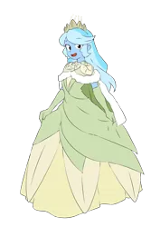 Size: 1280x1921 | Tagged: safe, artist:qsky, derpibooru import, oc, oc:jemimasparkle, unofficial characters only, human, equestria girls, ballgown, clothes, crown, curtsey, cute, disney, dress, evening gloves, female, gloves, gown, humanized, image, jewelry, long gloves, open mouth, open smile, png, regalia, smiling, solo, the princess and the frog, tiana