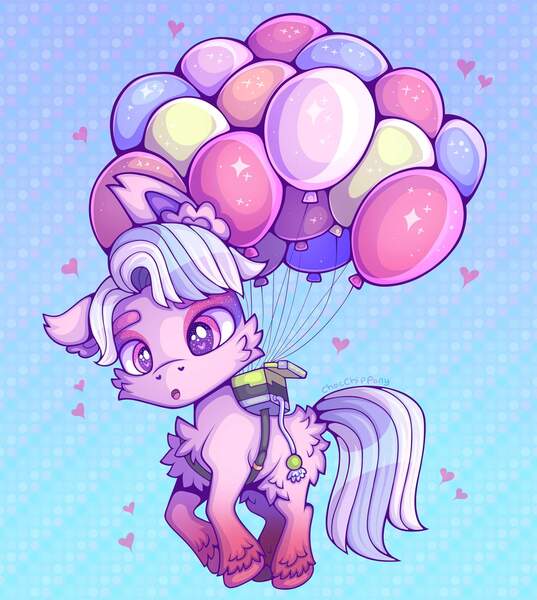 Size: 1832x2048 | Tagged: safe, artist:chocchippony, derpibooru import, earth pony, pony, g5, :o, abstract background, balloon, floating, image, ivory cedar, jpeg, male, open mouth, solo, stallion