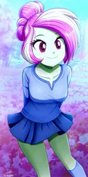 Size: 1070x2160 | Tagged: safe, artist:the-butch-x, derpibooru import, oc, oc:rosemile mulberry, unofficial characters only, human, equestria girls, clothes, image, jpeg, skirt, smiling