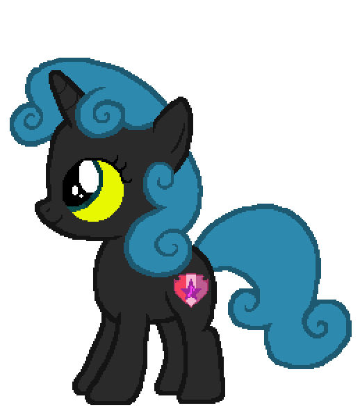 Size: 518x600 | Tagged: artist needed, safe, anonymous artist, derpibooru import, queen chrysalis, sweetie belle, pony, unicorn, female, filly, foal, image, palette swap, png, recolor, smiling, solo, solo female, ultimate chrysalis