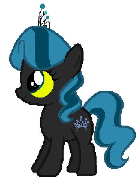 Size: 460x612 | Tagged: artist needed, safe, anonymous artist, derpibooru import, diamond tiara, queen chrysalis, earth pony, pony, female, filly, foal, image, jewelry, palette swap, png, recolor, smiling, solo, solo female, tiara, ultimate chrysalis