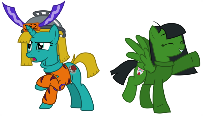 Size: 3109x1782 | Tagged: safe, artist:sketchmcreations, derpibooru import, ponified, pegasus, pony, unicorn, annoyed, clothes, codename kids next door, colander, eyes closed, female, frown, helmet, hoodie, image, kuki sanban, long sleeves, mare, numbuh 3, numbuh 362, open mouth, png, raised hoof, simple background, smiling, sweater, transparent background, vector