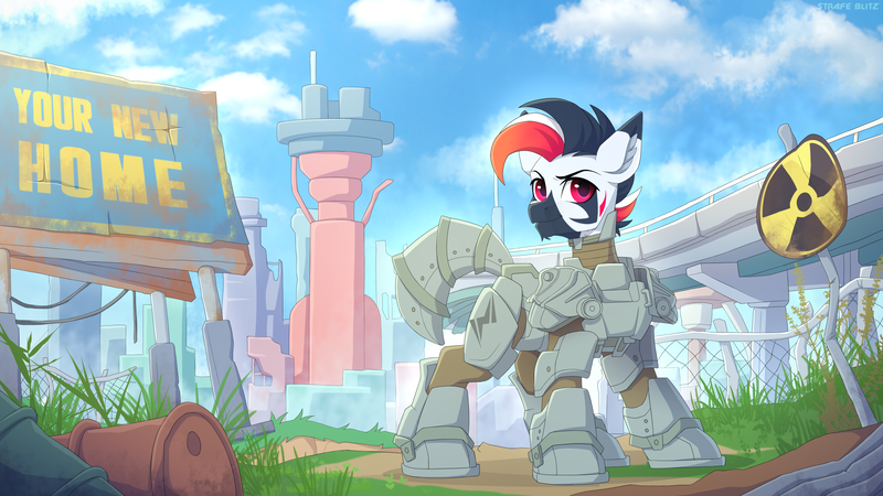 Size: 3840x2160 | Tagged: safe, artist:strafe blitz, derpibooru import, oc, unofficial characters only, pony, fallout, fallout 4, image, png, solo