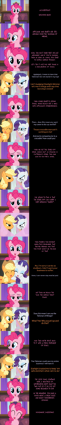 Size: 2000x13834 | Tagged: safe, artist:mlp-silver-quill, derpibooru import, applejack, pinkie pie, rarity, earth pony, pony, unicorn, comic:pinkie pie says goodnight, angry, argument, comic, crying, dialogue, eyes closed, female, fight, friendshipping, g4, heart, image, png, thumbnail is a stick, trio