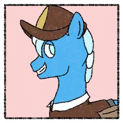 Size: 650x650 | Tagged: safe, artist:nukepony360, derpibooru import, oc, oc:bluebreeze, unofficial characters only, pegasus, pony, bag, border, bust, clothes, hat, image, mailbag, mailpony, male, png, portrait, shirt, simple background, solo, stallion