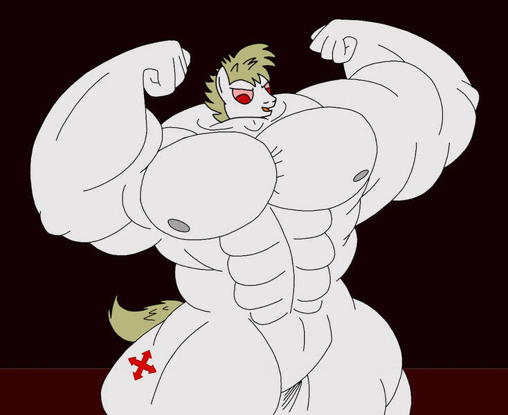 Size: 988x808 | Tagged: questionable, artist:more by polarman546, growth, image, jpeg, muscle expansion, muscle growth, muscles