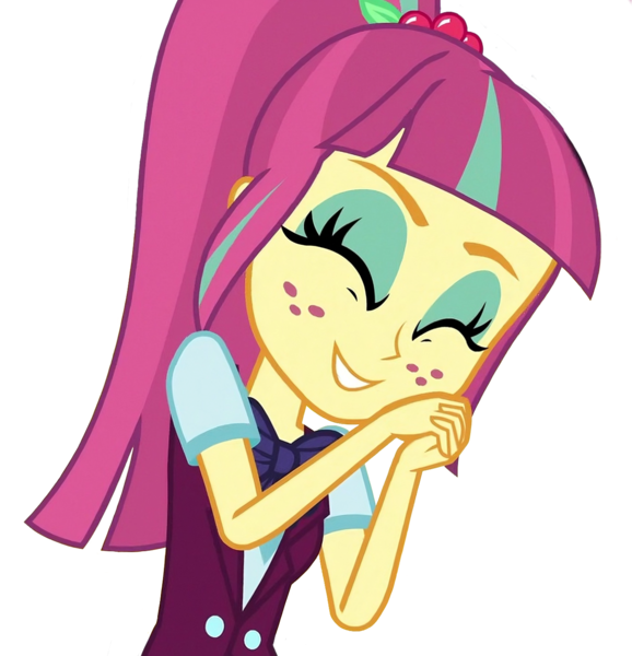 Size: 1388x1440 | Tagged: safe, derpibooru import, edit, edited screencap, screencap, sour sweet, human, equestria girls, background removed, eyes closed, g4, hand on face, image, png, simple background, smiling, solo, transparent background