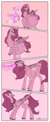 Size: 3884x9505 | Tagged: suggestive, artist:lightning bolty, derpibooru import, oc, oc:emit, oc:lightningstorm, alicorn, pegasus, alicorn oc, belly, belly noises, big belly, burp, butt, comic, digestion, digestion without weight gain, horn, image, large wings, levitation, looking at belly, magic, pegasus oc, png, signature, struggling, telekinesis, vore, wings