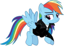 Size: 3200x2300 | Tagged: safe, artist:iamaveryrealperson, derpibooru import, edit, vector edit, rainbow dash, pegasus, pony, 2021, clothes, female, flying, frown, g4, image, jacket, leather, leather jacket, looking at someone, looking at something, mare, ms paint, png, simple background, solo, spread wings, transparent background, upset, vector, wings
