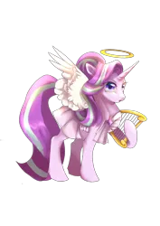 Size: 2000x2827 | Tagged: safe, artist:不可食用骨, derpibooru import, starlight glimmer, pony, angel, clothes, cosplay, costume, female, halo, image, mare, png, simple background, solo, transparent background