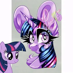 Size: 720x720 | Tagged: safe, artist:lery rada, twilight sparkle, pony, unicorn, bust, chest fluff, female, heart eyes, huge ears, image, jpeg, looking at you, mare, portrait, screencap reference, smiling at you, solo, wingding eyes