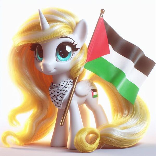 Size: 1024x1024 | Tagged: safe, ai content, derpibooru import, machine learning generated, oc, alicorn, alicorn oc, female, flag, horn, image, jpeg, palestine, solo, wings