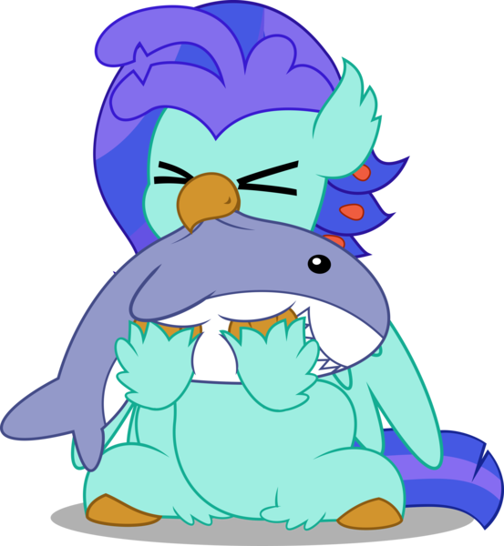 Size: 4609x5000 | Tagged: safe, artist:jhayarr23, derpibooru import, oc, oc:sea lilly, unofficial characters only, classical hippogriff, hippogriff, shark, ><, biting, commission, cute, eyes closed, holding, image, nom, ocbetes, plushie, png, simple background, transparent background, ych result