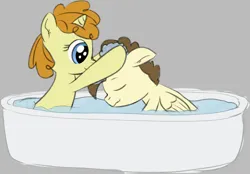 Size: 1210x842 | Tagged: safe, artist:craftycirclepony, derpibooru import, pound cake, pumpkin cake, pegasus, pony, unicorn, bath, bathtub, brother and sister, bubble, colt, cute, duo, eyes closed, female, filly, foal, image, male, older, png, siblings, smiling, soap, washing