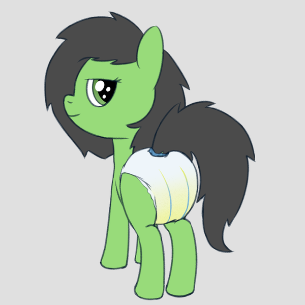 Size: 1431x1431 | Tagged: questionable, artist:craftycirclepony, derpibooru import, oc, oc:anonfilly, unofficial characters only, pony, cute, diaper, diaper fetish, female, fetish, filly, foal, image, lidded eyes, looking at you, looking back, looking back at you, non-baby in diaper, png, smiling, solo, wet diaper, wetness indicator