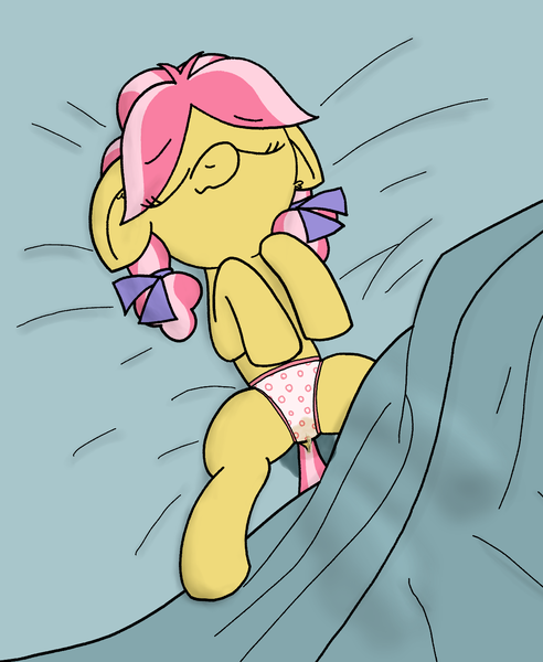 Size: 1178x1436 | Tagged: questionable, artist:craftycirclepony, derpibooru import, kettle corn, earth pony, pony, accident, bed, bedwetting, blanket, circle, clothes, cute, dock, female, filly, floppy ears, foal, hooves to the chest, image, panties, pissing, png, sleeping, solo, spread legs, spreading, tail, underwear, urine, wet, wet panties, wetting