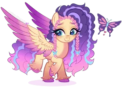 Size: 1867x1329 | Tagged: safe, artist:gihhbloonde, derpibooru import, oc, unnamed oc, unofficial characters only, pegasus, pony, braid, color porn, colored hooves, colored wings, dark belly, female, freckles, g4, gradient legs, gradient mane, gradient tail, gradient wings, image, implied g5, large wings, lidded eyes, lightly watermarked, magical lesbian spawn, mare, offspring, parent:fluttershy, parent:misty brightdawn, parents:mistyshy, png, raised hoof, spread wings, tail, teal eyes, unshorn fetlocks, watermark, wings