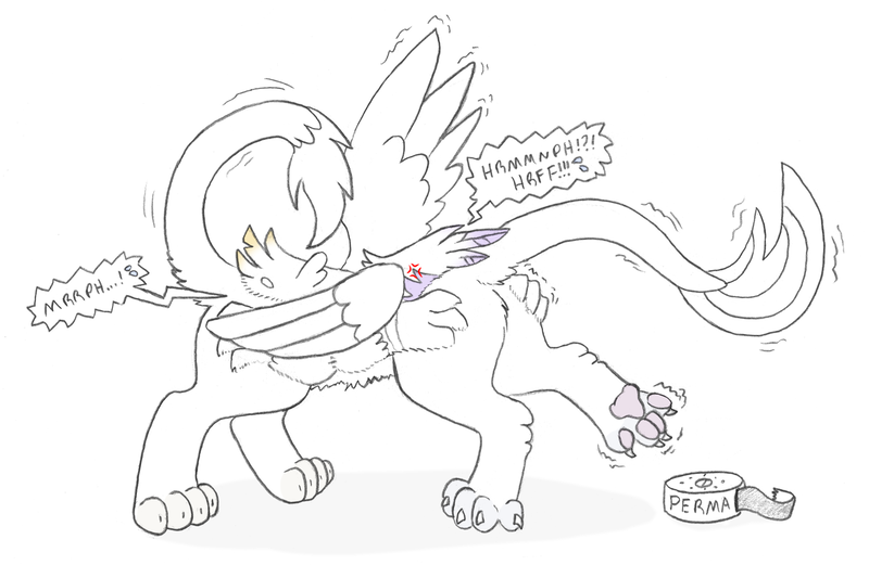 Size: 1600x1041 | Tagged: questionable, artist:icaron, derpibooru import, gallus, gilda, gryphon, fusion, i have no mouth and i must scream, image, merging, paws, permanent, png, together forever, underpaw