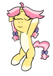 Size: 356x514 | Tagged: safe, artist:craftycirclepony, derpibooru import, oc, oc:crafty circles, unofficial characters only, pony, unicorn, butt freckles, coat markings, cute, eyes closed, female, filly, floppy ears, foal, freckles, image, png, raised leg, sitting, socks (coat marking), solo, stretching