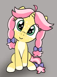 Size: 986x1322 | Tagged: safe, artist:craftycirclepony, derpibooru import, oc, oc:crafty circles, unofficial characters only, pony, unicorn, bow, coat markings, cute, female, filly, foal, freckles, hair bow, head tilt, image, innocent, looking at you, png, smiling, socks (coat marking), solo