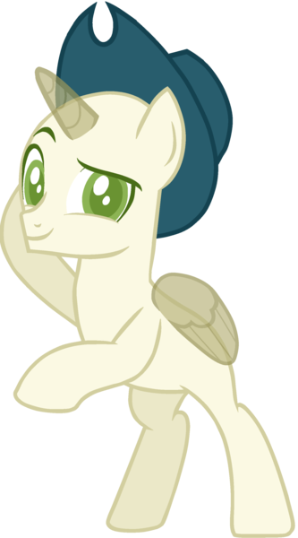 Size: 1560x2812 | Tagged: safe, artist:magicalbases, derpibooru import, alicorn, pony, bald, base, bipedal, bipedal leaning, colored pupils, colt, cowboy hat, eyebrows, foal, hat, horn, image, leaning, looking at you, male, png, raised eyebrow, simple background, smiling, smiling at you, solo, transparent background, transparent horn, transparent wings, wings