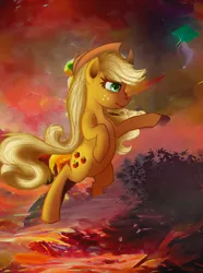 Size: 2160x2900 | Tagged: safe, ai content, artist:blankedsoul, derpibooru import, machine learning assisted, applejack, earth pony, epic, image, png, solo, standing on two hooves
