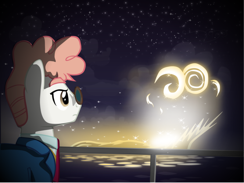 Size: 1794x1345 | Tagged: safe, artist:equestriaexploration, derpibooru import, svengallop, earth pony, pony, atg 2020, boat, comet, image, male, newbie artist training grounds, night, png, solo, stallion