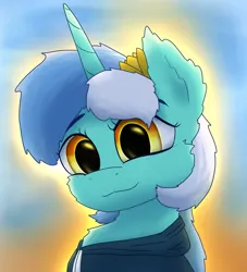 Size: 2000x2200 | Tagged: safe, artist:gosha305, derpibooru import, lyra heartstrings, fanfic:background pony, backlighting, bust, cheek fluff, chest fluff, clothes, crepuscular rays, cute, dig the swell hoodie, digital art, ear fluff, female, flower, flower in hair, fluffy, g4, hoodie, horn, image, looking at you, png, portrait, smiling, smiling at you, solo, tulip