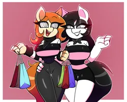Size: 997x801 | Tagged: safe, artist:nelljoestar, derpibooru import, oc, oc:copper moon, unofficial characters only, anthro, human, clothes, duo, humanized, hypnosis, image, jpeg, shirt, shopping, striped shirt