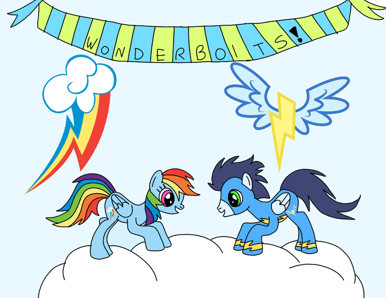 Size: 931x720 | Tagged: safe, artist:dasher666, artist:superkataang1, derpibooru import, edit, rainbow dash, soarin', pegasus, pony, female, image, male, mare, png, shipping, soarindash, stallion, straight