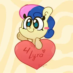 Size: 1500x1500 | Tagged: safe, artist:opossum-stuff, derpibooru import, bon bon, sweetie drops, earth pony, pony, abstract background, g4, heart, holiday, image, jpeg, smiling, solo, valentine's day