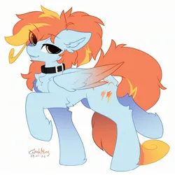 Size: 2560x2560 | Tagged: safe, artist:gicme, derpibooru import, oc, unofficial characters only, pegasus, chest fluff, collar, ear fluff, image, jpeg, simple background, solo, white background, wings