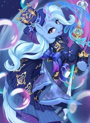 Size: 1874x2560 | Tagged: safe, artist:dstears, derpibooru import, trixie, pony, unicorn, clothes, cosplay, costume, female, furina (genshin impact), g4, genshin impact, image, jpeg, mare, open mouth