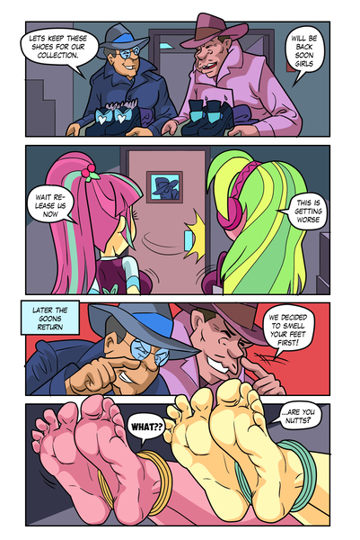 Size: 1707x2554 | Tagged: suggestive, artist:art-2u, lemon zest, sour sweet, equestria girls, feet, fetish, foot fetish, image, jpeg, lemonsub zest, soursub, teenage mutant ninja turtles, tied up