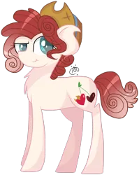 Size: 1374x1722 | Tagged: safe, artist:gallantserver, derpibooru import, oc, oc:cordial berry, earth pony, pony, female, hat, image, mare, offspring, parent:buffalo bull, parent:cherry jubilee, png, simple background, solo, transparent background