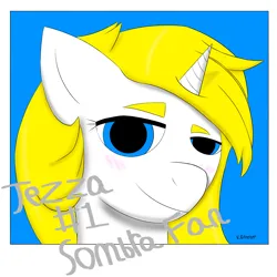 Size: 1500x1500 | Tagged: safe, artist:littlevicgreener, derpibooru import, oc, oc:jessica gallopsby, unofficial characters only, unicorn, blushing, bust, image, photo, png, solo