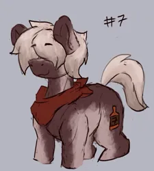 Size: 599x667 | Tagged: safe, artist:reddthebat, derpibooru import, oc, oc:number seven, earth pony, pony, bandana, coat markings, eyebrows, eyebrows visible through hair, gray background, hair over eyes, image, jpeg, male, simple background, solo, stallion