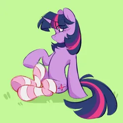 Size: 1900x1900 | Tagged: safe, artist:crimmharmony, derpibooru import, twilight sparkle, pony, unicorn, chest fluff, clothes, colored sketch, female, green background, image, mare, png, simple background, sitting, sketch, socks, solo, striped socks, unicorn twilight