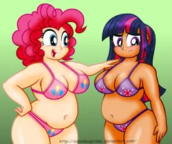 Size: 2673x2243 | Tagged: suggestive, artist:aleximusprime, derpibooru import, pinkie pie, twilight sparkle, human, adorasexy, bbw, belly, belly button, big belly, big breasts, blushing, bra, breasts, busty pinkie pie, busty twilight sparkle, chubby, cleavage, clothes, commission, cute, cutie mark, cutie mark clothes, cutie mark on clothes, cutie mark underwear, dark skin, diapinkes, duo, duo female, embarrassed, fat, female, frilly underwear, fupa, g4, high res, humanized, image, light skin, moderate dark skin, muffin top, panties, pinkie thighs, plump, png, pudgy pie, self-conscious, sexy, simple background, thighlight sparkle, thighs, thunder thighs, twiabetes, twilard sparkle, underwear, wide hips