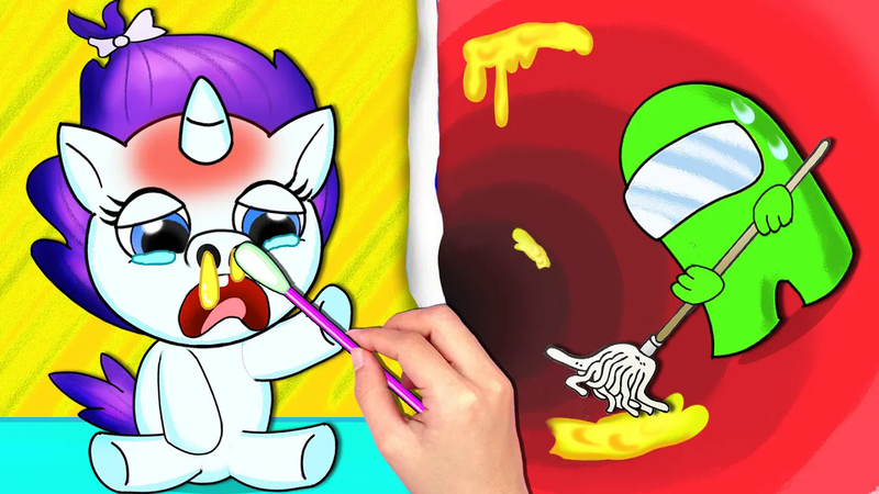 Size: 1280x720 | Tagged: safe, derpibooru import, rarity, human, pony, unicorn, abomination, among us, baby, baby pony, cotton swab, cursed image, elsagate, female, image, mare, mop, png, snot, video game, youtube thumbnail