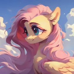 Size: 1024x1024 | Tagged: safe, ai content, derpibooru import, machine learning assisted, machine learning generated, stable diffusion, fluttershy, pegasus, pony, beautiful, big eyes, blushing, cute, ear fluff, eyeshadow, fluffy, g4, generator:purplesmart.ai, green eyes, happy, image, jpeg, long hair, long mane, makeup, pink hair, prompter:saltyvity, sky, smiley face, smiling, solo, sunset