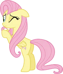Size: 3000x3555 | Tagged: safe, artist:cloudy glow, derpibooru import, fluttershy, pegasus, pony, it ain't easy being breezies, bipedal, bipedal leaning, image, leaning, one eye closed, png, simple background, solo, transparent background, vector