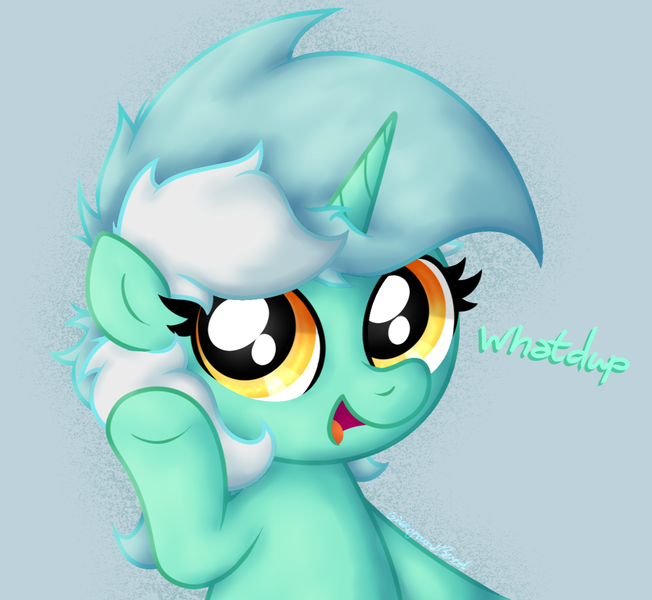 Size: 1401x1290 | Tagged: safe, artist:background basset, derpibooru import, lyra heartstrings, pony, unicorn, bust, dialogue, image, open mouth, png, simple background, solo, talking, text