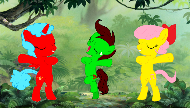 Size: 1888x1080 | Tagged: safe, artist:brightstar40k, artist:optimusv42, derpibooru import, oc, oc:isabelle, oc:jungle jewel, oc:sweetie peach, alicorn, earth pony, alicorn oc, earth pony oc, forest, horn, image, jungle, jungle girl, nature, png, tree, wings