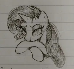 Size: 1856x1720 | Tagged: safe, anonymous artist, derpibooru import, rarity, /mlp/, 4chan, doodle, image, jpeg, lined paper, traditional art