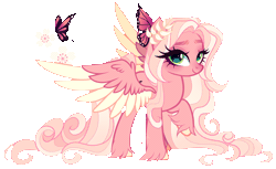 Size: 2936x1798 | Tagged: safe, artist:gihhbloonde, derpibooru import, oc, pegasus, pony, animated, colored wings, female, gif, image, magical lesbian spawn, mare, offspring, parent:fluttershy, parent:lily valley, simple background, solo, transparent background, two toned wings, wings