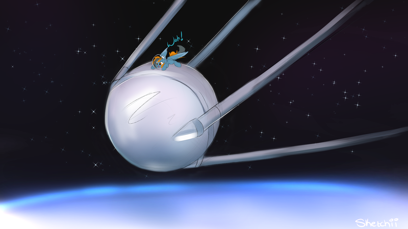 Size: 1920x1080 | Tagged: safe, artist:sketchiix3, derpibooru import, oc, oc:skittle, unofficial characters only, pegasus, pony, image, png, solo, space, space helmet, sputnik