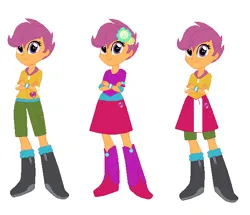 Size: 619x532 | Tagged: artist needed, safe, anonymous artist, artist:selenaede, derpibooru import, scootaloo, human, equestria girls, adopted, adopted offspring, boots, clothes, crossed arms, cutie mark, cutie mark on clothes, fall formal outfits, female, headcanon, headcanon in the description, humanized, image, implied windy whistles, jacket, png, scootadoption, shoes, skirt, smiling, solo
